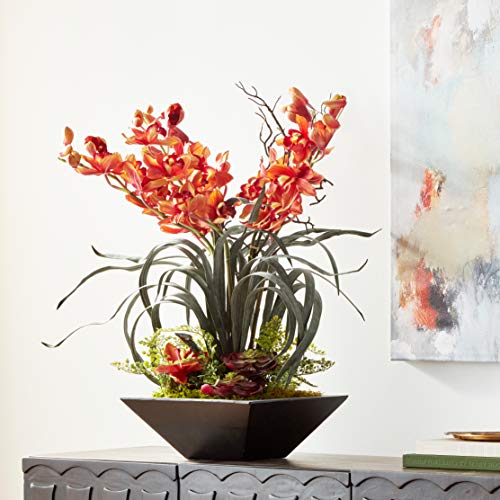 Nearly Natural 1404BG Cymbidium Orchid Silk Arrangement with Black