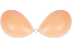 Adhesive Bra Push Up Strapless Invisible Sticky Bra Reusable Backless Silicone Bra for Women, Cream