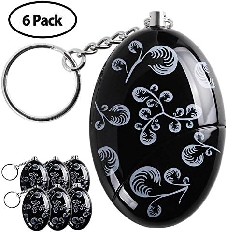 Personal Alarm,6 Pack 120 dB Personal Alarm Keychain Emergency Safety Self Defense Keyring Batteries Included Black