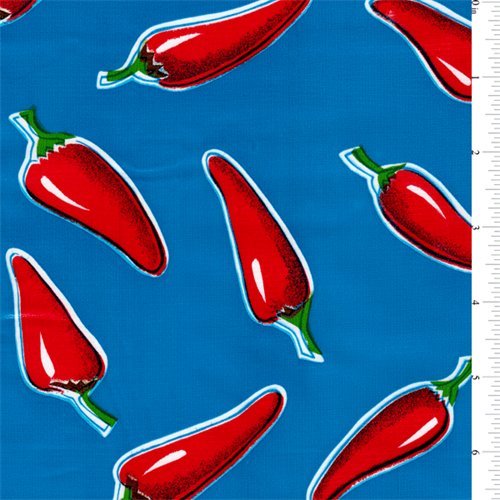 Royal Chili Pepper Oilcloth, Fabric By the Yard