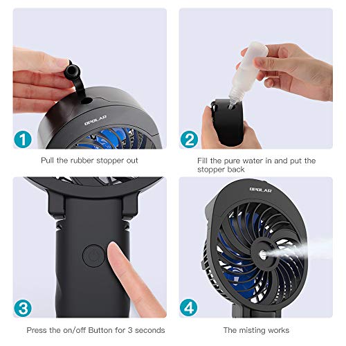 OPOLAR Handheld Misting Fan, 2600mAh Battery Operated Portable Fan with