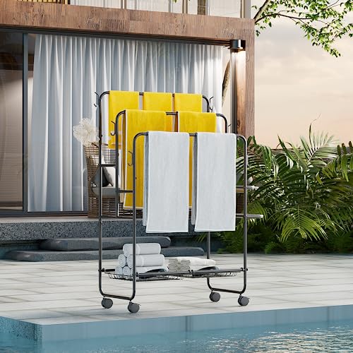 Rack Outdoor Freestanding Towel Rack 40'Standing Towel Drying