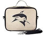 SoYoung Lunch Bag - Raw Linen, Eco-Friendly, Retro-Inspired, Leakproof, Easy to Clean - Black Shark