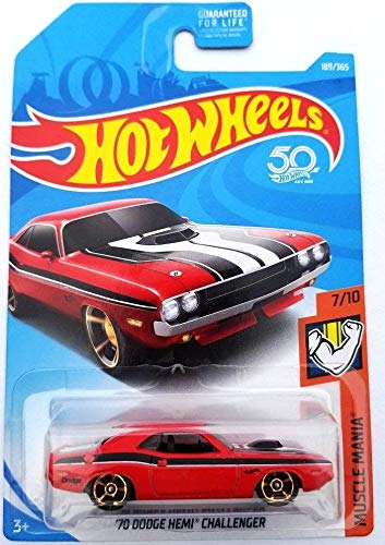 Hot Wheels 2018 50th Anniversary Muscle Mania '70 Dodge Hemi Challenger 189/365, Red (Best Muscle Car Wheels)