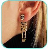 Halloween Skeleton Earrings for Women Gothic Skull drop Earrings Punk Skeleton Front Back Stud Earrings Halloween Detachable Skull Earrings Halloween Party Jewelry