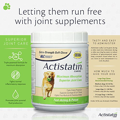 Actistatin Canine Large Dog Soft Chews, 120ct Patented ExtraStrength