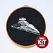 Star Destroyer Cross Stitch Kit, 14 Count Black Aida, 9.3