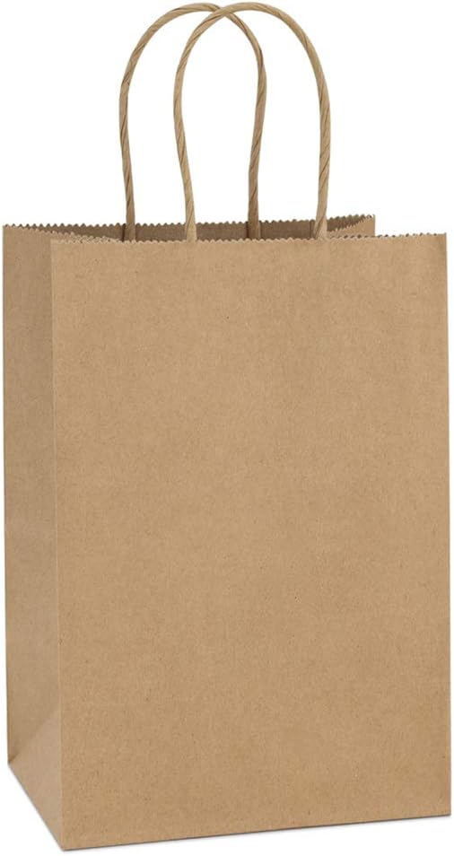 BagDream Kraft Paper Bags 25Pcs 5.25x3.75x8 Inches Small Paper Gift Bags with Handles Party Bags Shopping Bags Kraft Bags Brown Paper Bags Bulk