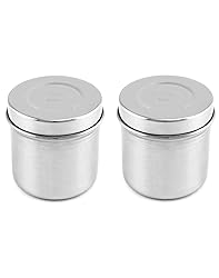 QWORK Stainless Steel Ointment Jar with Lid, 2 Pack