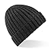 Beechfield Unisex Winter Chunky Ribbed Beanie Hat (One Size) (Black)