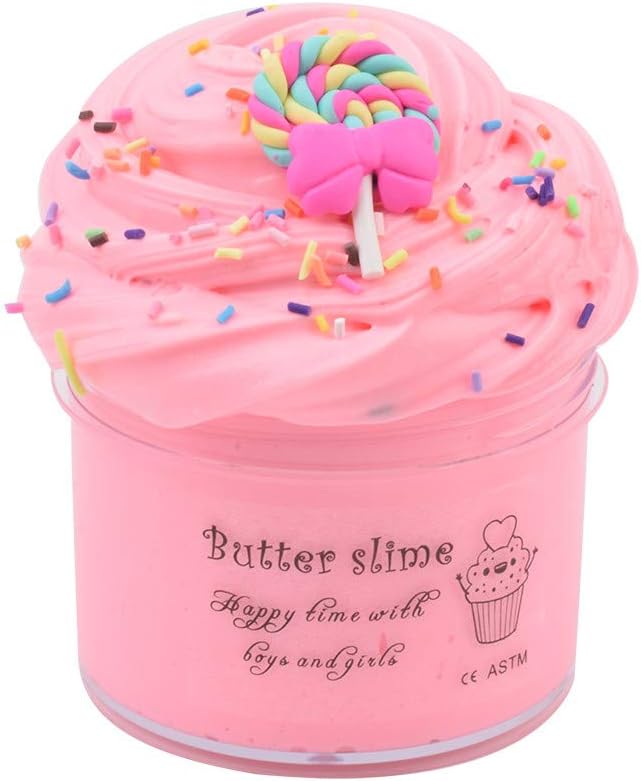Kinlene Newest Slime 1 PC Colorful Macaroon Fluffy Slime Squishy Squeeze Stress Relief Kid Cream Scented Gift for Girls,Boys and Adult (As Show L)
