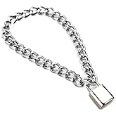 Succuba Heart Padlock Necklace Metal chain Collar Choker Necklace with Lock and Key for Women and Men 16 In