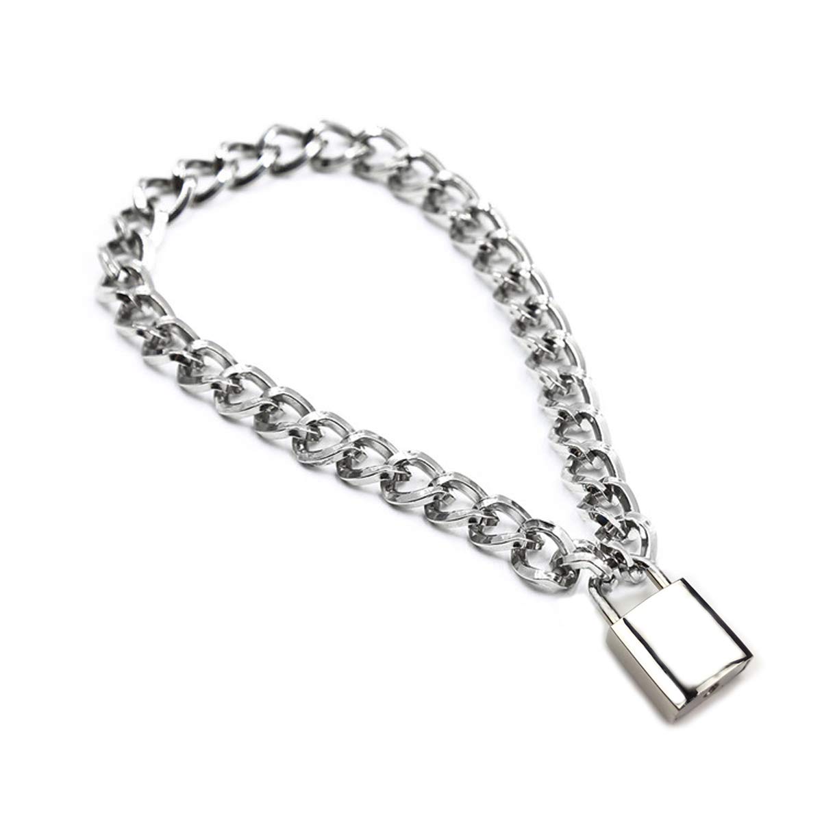 Succuba Heart Candlace Collar de collar de collar de metal de metal con cerradura y llave para mujeres y hombres 16 en (a)