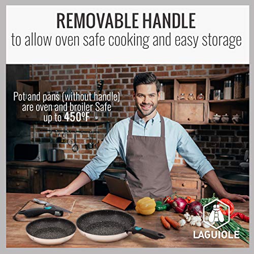 Laguiole 7Piece Healthy Nonstick Stainless Steel Cookware Set, Greblon