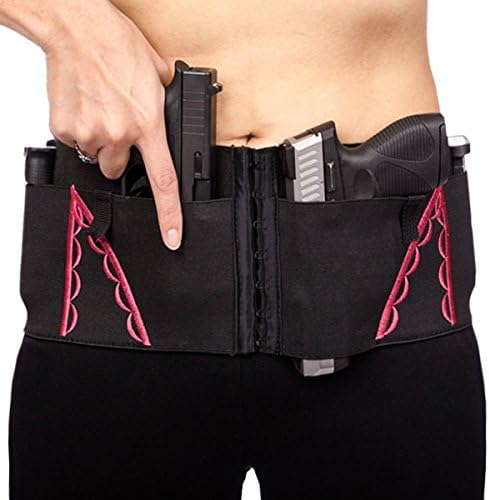 Hip Hugger 7-Pocket IWB Holster Belt for Women by CCW Tactical - Adjustable Fit, Tuckable, Fits Most Concealed Carry Handguns and Accessories, Black &amp; Pink, S