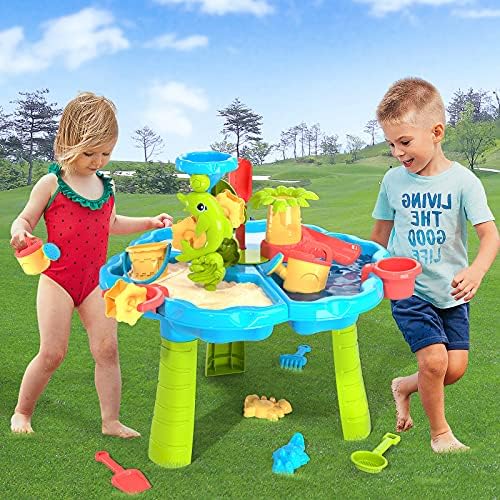 TEMI Water Table for Toddlers, Kids Play Sand & Water Table 3 in 1
