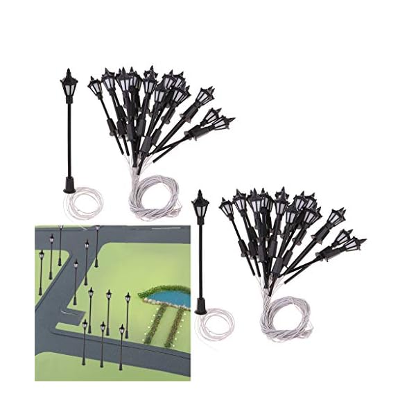 Colcolo 40x Modell Straßenbeleuchtung HO Scale LED Gartenleuchten 1: 100 70mm – Bild 3