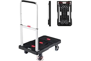 Folding Hand Truck, 330 Lbs Heavy Duty Moving Platform Trucks Hand Cart with 360° TPR Wheels, Foldable Utility Luggage Push T
