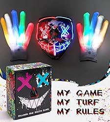 STONCH Halloween Mask Skeleton Gloves Set, 3 Modes