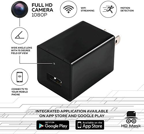 Hidden Camera System HDMask 1080P WiFi Motion Detection - iPhone / Android App - Wireless IP Nanny Spy Cameras for Security - Video Mini USB Surveillance Cam - Remote View and 32GB (No SDCard incl)