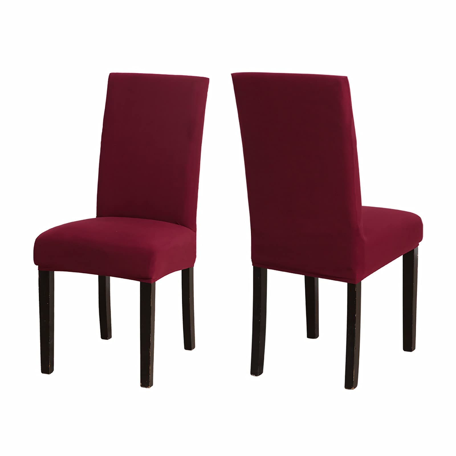 Chair Covers 2 Red ,Stretch Dining Chair Covers, Spandex seat Covers for Dining Chairs ,Elastic Washable Chair Protectors for Dining Room,Hotel,Restaurant,Banquet (2,Red)