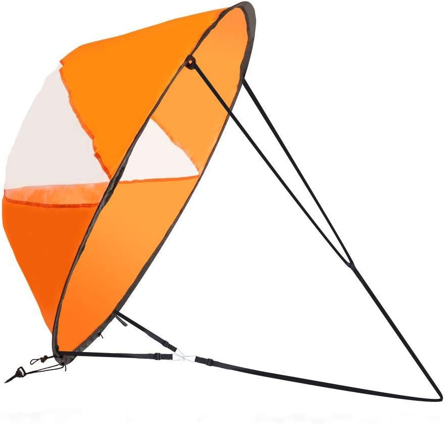 Olilio 42 inches Downwind Wind Sail Kit Kayak Wind Sail Kayak Paddle Board Accessories,Easy Setup & Deploys Quickly,Compact & Portable (Orange-2)
