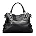 AINIMOER Womens Genuine Leather Vintage Tote Shoulder Bag Top-handle Crossbody Handbags Large Capacity Ladies' Purse (Black)