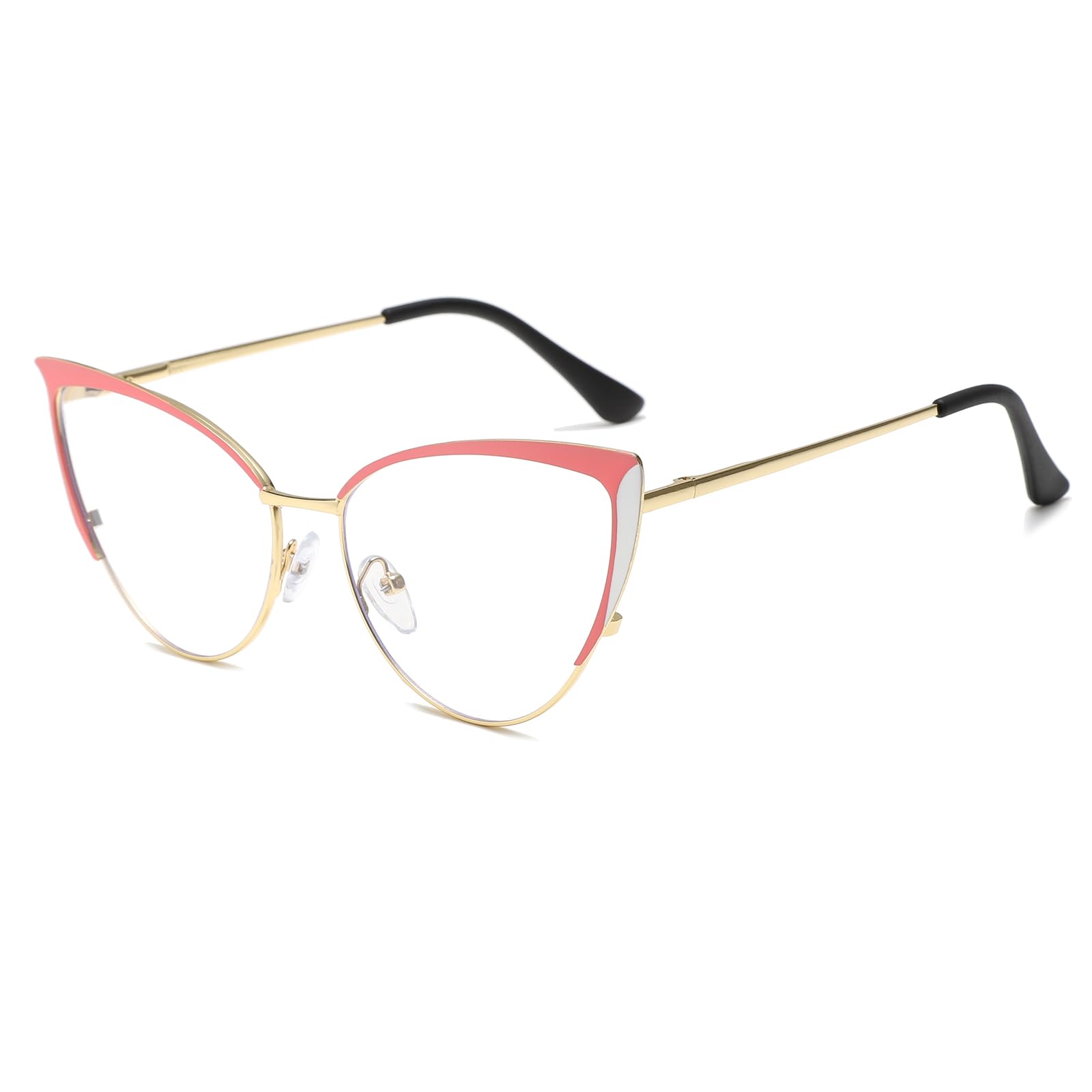 LJCZKA Cat Eye Blue Light Glasses Womens, Anti Blue Light Computer Glasses Metal Frame Clear for Anti Fatigue and Eyestrain — image 1