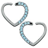 16g Clear/Pink Cubic Zirconia Heart Surgical Steel Daith Tragus Cartilage Earring piercing (Aqua)