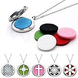 Zysta Stainless Steel Aromatherapy Perfume Essential Oil Fragrance Diffuser Necklace Locket Pendant with 6 Washable Pads, 24 inches