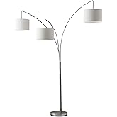 Adesso Arc Floor Lamp with 3 Movable Shades & Dimmable Brightness - Perfect Lighting for Bedroom, Living Room and Corner Deco