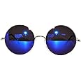 OWL Round Sunglasses Colored Lens Metal Frame Retro Vintage Style Circle big lens 56 mm