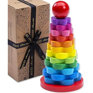 Jaques of London Rainbow Stacking Rings | Baby Stacking Rings | Wooden Toys for 1 2 3 Year Olds Boys and Girls…