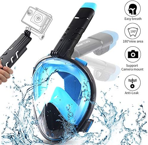 OCUBE Full Face Snorkel Mask, Foldable Easy Breath Diving Snorkeling Mask with 180° Full view Detachable Action Camera Mount Anti-Fog & Anti-Leak Innovation Scuba Mask Diving Gear for Adults,kids