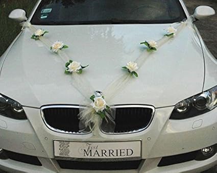 Autoschmuck Organza Rose M Car Decoration Bride And Groom