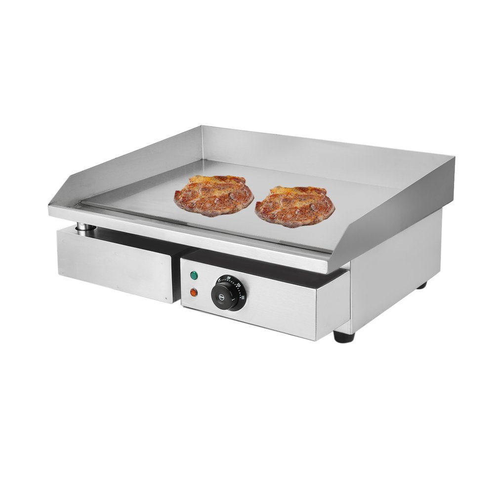 Belovedkai Electric Countertop Griddle Grill, Commercial Stainless Steel Tabletop Temperture Control Restaurant Grill