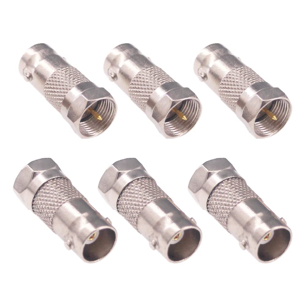 RFaha 6pcs F Type Male Plug to BNC Female Connector RF Coax Adapter for Antenna CCTV Camera(F129-6)