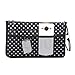 Periea Chelsy Purse Organizer Insert with Handles & 13 Pockets - 3 Sizes (Black with White Dots, Medium)