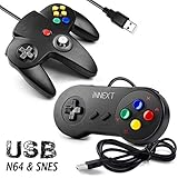 [USB Version] 2 Pack USB Classic Controller, iNNEXT USB N64 & SNES Controller Joystick for Windows PC MAC Linux Raspberry Pi 3 Sega Genesis Higan (Black)