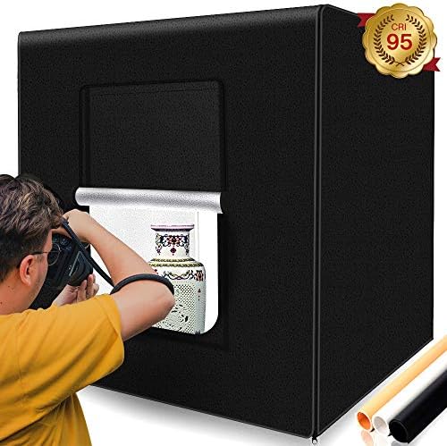 Light Tent, SAMTIAN Photo Light Box 32"x32" x32"/ 80x80x80cm 126 LED Light Photo Studio Shooting Tent with 3 Background Paper (Black,White and Orange) for Photography
