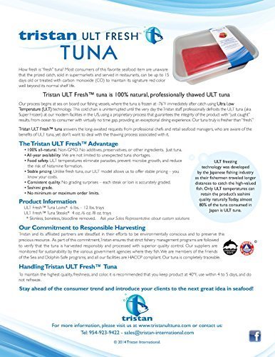Tristan ULT Fresh #1 Grade Ahi Tuna Loin 8- lbs. Skinless, Boneless, and Bloodline Removed