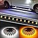 Led Running Board Lights for Trucks Amber Side Marker Kit, White Courtesy Light Extended Crew Cab 2pc 70Inch 216 Led Bar Bed Switchback Underglow Strip for Pickup Truck SUV Cars Work Van (1070)