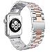 Handygear Stainless Band Compatible with Apple Watch, Steel Bracelet Strap Folding Clasp for Series 7 6 5 4 3 2 1 Se (Silver Rose Gold, 42/44/45MM)