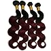 Black Rose Hair Two Tone Ombre Hair Extensions Weaves 7A Peruvian Virgin Hair Body Wave Human Hair Bundles 1B/99J Black+Burgundy 100g/pcs