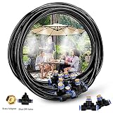 H&G lifestyles Misters for Patio Misting System 26.2FT (8M) Misting Line 10 Brass Mist Nozzles Brass Adapter for Patio Garden Umbrellas Greenhouse Trampoline