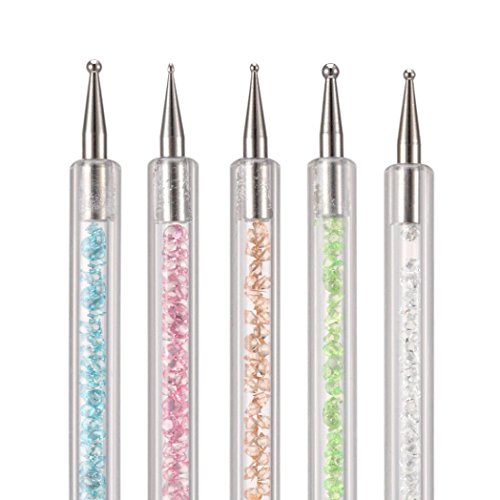 Sunsee 5PCS 2WayCrystal Dotting Manicure Tools Painting Dot Pen Nail Art Paint Set (B) - Thumbnail 3