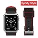 top4cus Genuine Leather iwatch Strap Replacement Band Stainless Metal Clasp, 42mm 44mm 45mm Compatible with Apple Watch Series7/SE/6/5/4 S3/2/1 and Other Edition (42mm/44mm/45mm, Sporty Black)