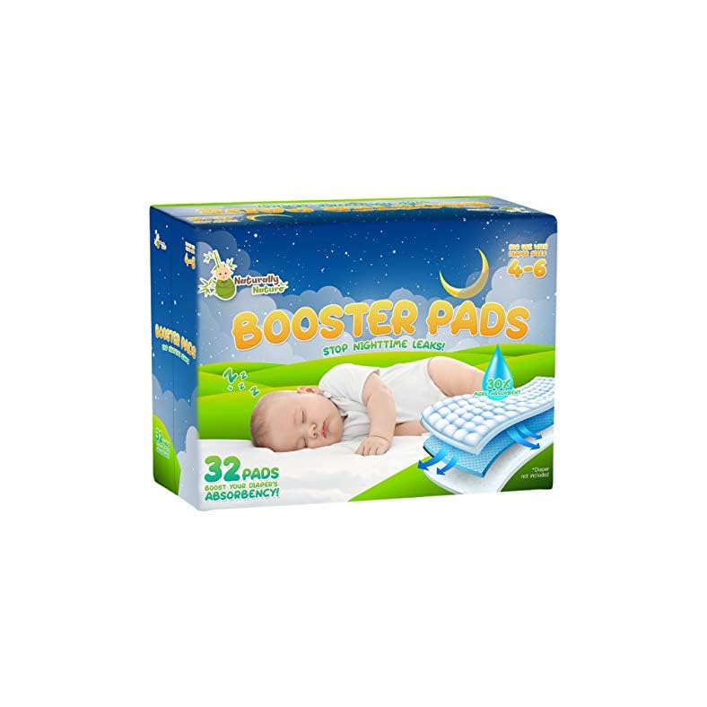 Naturally Nature Overnight Diaper Doubler Booster Pads with Adhesive for Pull-on & Regular Diapers | Nighttime Leak…