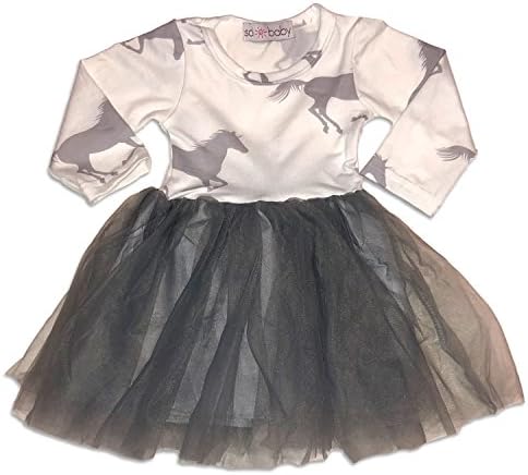 Sol Baby Grey Unicorn Horse Long Sleeve Tutu Dress-3/4T-Grey
