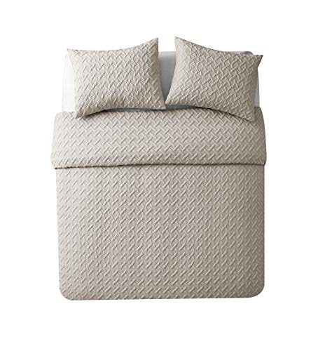 VCNY Home Nina Collection Quilt Set-Ultra-Soft Reversible Coverlet Bedding-Lightweight, Cool, and Breathable Bedspread, Machine Washable, King, Taupe
